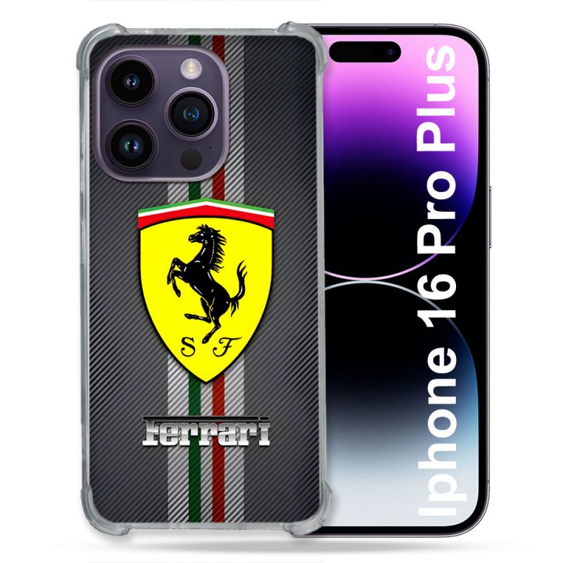 Coque Magnétique Compatible Magsafe Pour Iphone 16 Pro Plus Ferrari Carbone