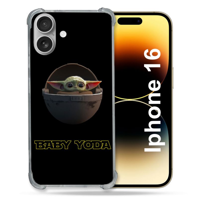 Coque Magnétique Compatible Magsafe Pour Iphone 16 Star Wars - Yoda bebe noir
