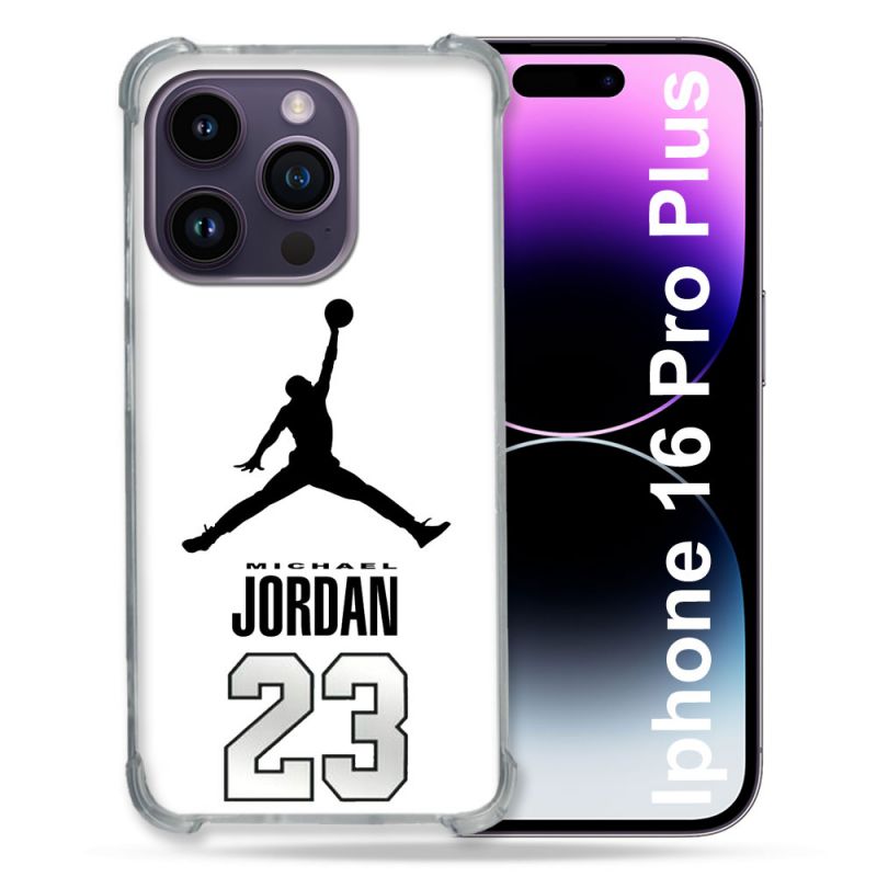 Coque Magnétique Compatible Magsafe Pour Iphone 16 Pro Plus Jordan 23 Blanc