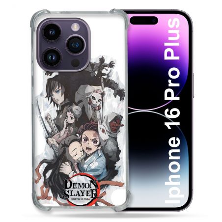 Coque Magnétique Compatible Magsafe Pour Iphone 16 Pro Plus Manga Demon Slayer Blanc