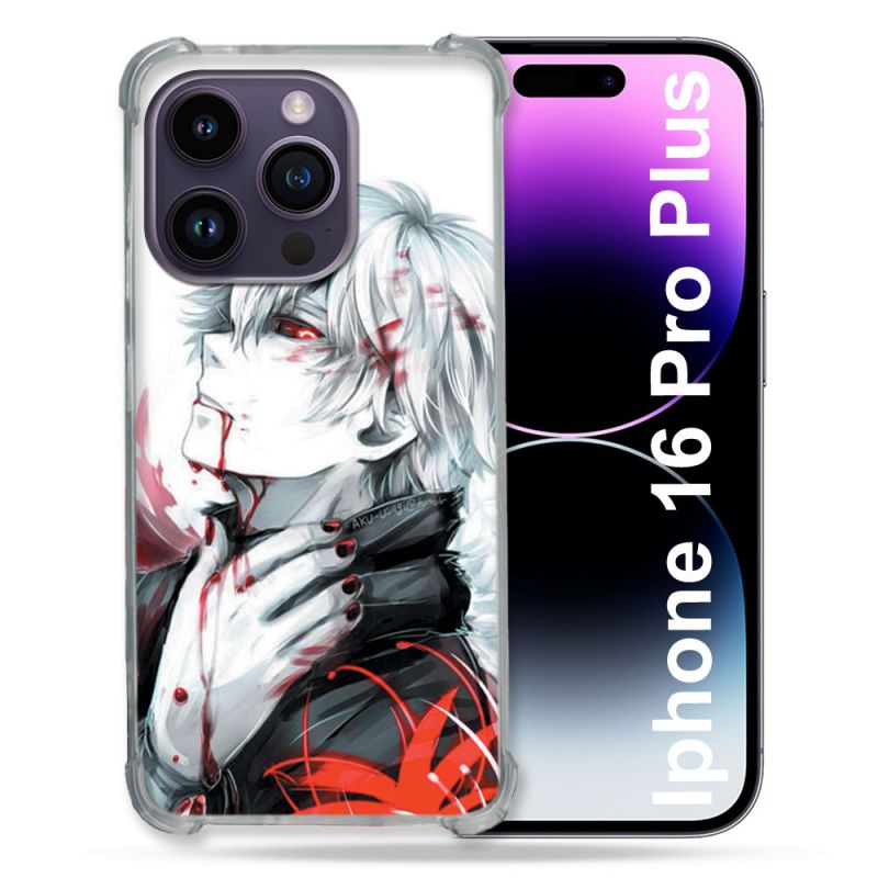 Coque Magnétique Compatible Magsafe Pour Iphone 16 Pro Plus Manga Tokyo Ghoul Kaneki Blanc