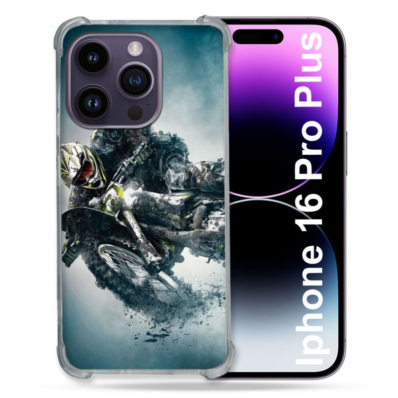 Coque Magnétique Compatible Magsafe Pour Iphone 16 Pro Plus Moto Cross Ombre