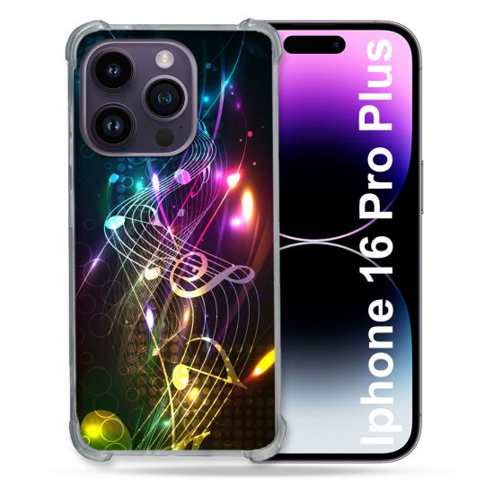 Coque Magnétique Compatible Magsafe Pour Iphone 16 Pro Plus Musique Partition Multicolore