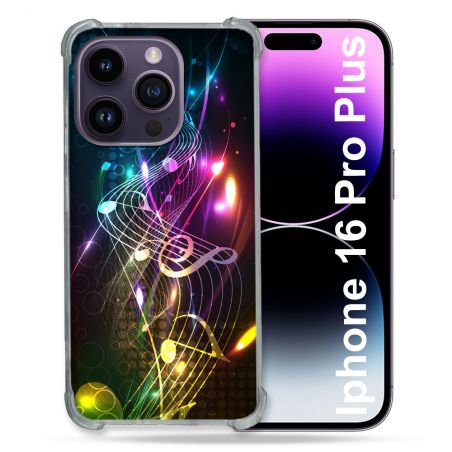 Coque Magnétique Compatible Magsafe Pour Iphone 16 Pro Plus Musique Partition Multicolore