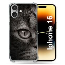 Coque Magnétique Compatible Magsafe Pour Iphone 16 Pro Animal Chat Gris