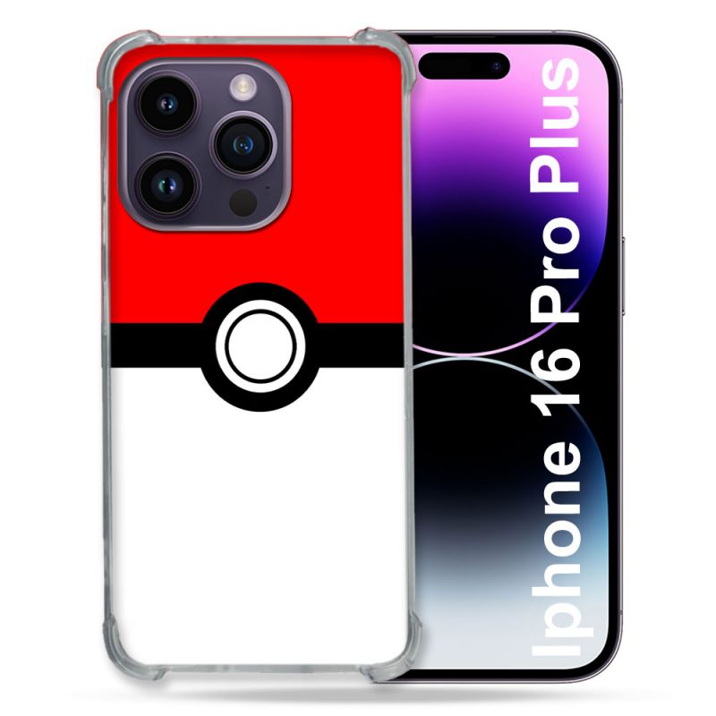 Coque Magnétique Compatible Magsafe Pour Iphone 16 Pro Plus Pokemon Pokeball