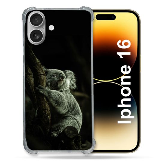 Coque Magnétique Compatible Magsafe Pour Iphone 16 Pro Animal Koala Noir