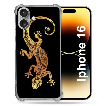 Coque Magnétique Compatible Magsafe Pour Iphone 16 Pro Animal Lezard Noir