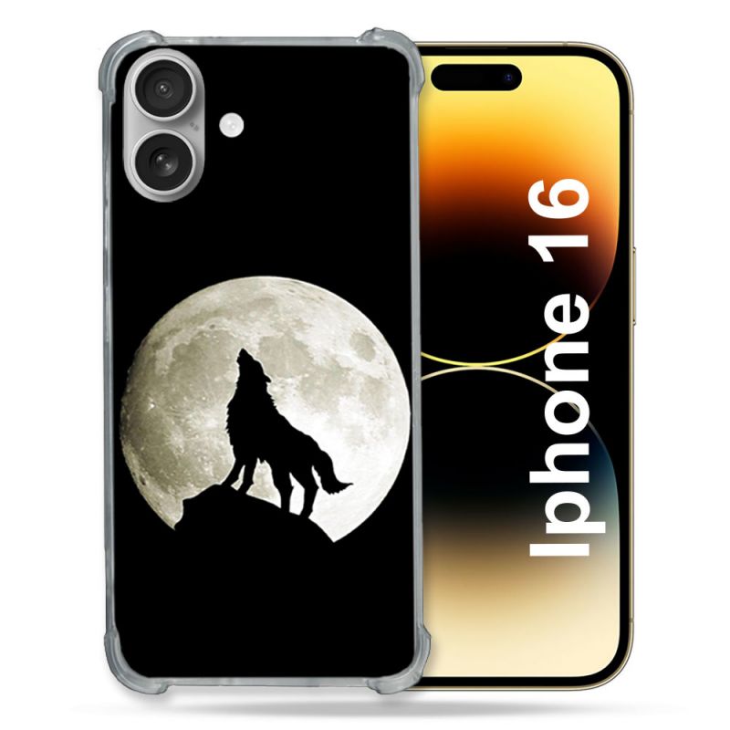 Coque Magnétique Compatible Magsafe Pour Iphone 16 Pro Animal Loup Noir