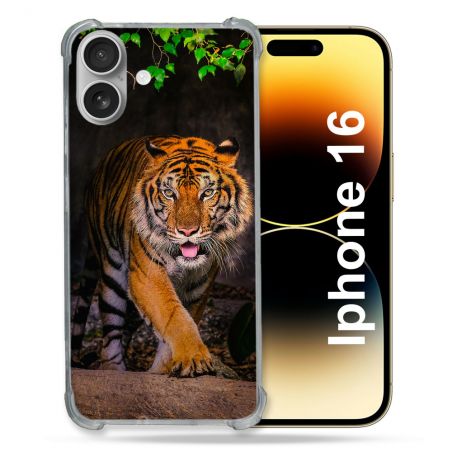 Coque Magnétique Compatible Magsafe Pour Iphone 16 Pro Animal Tigre Jungle