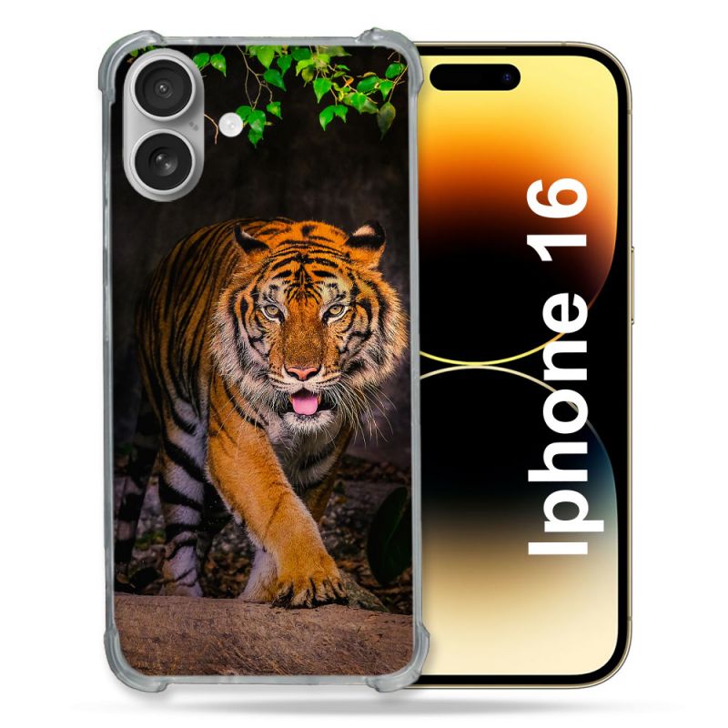 Coque Magnétique Compatible Magsafe Pour Iphone 16 Pro Animal Tigre Jungle