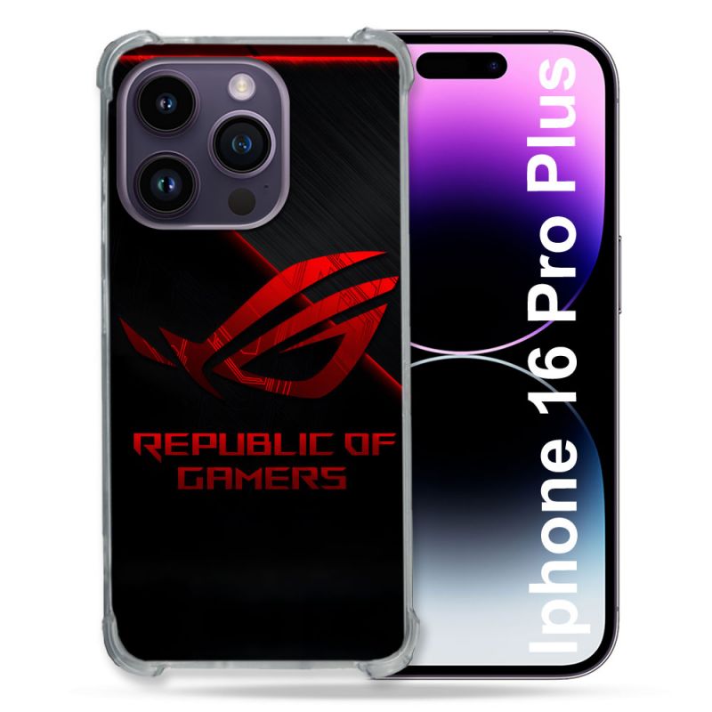 Coque Magnétique Compatible Magsafe Pour Iphone 16 Pro Plus ROG Rouge