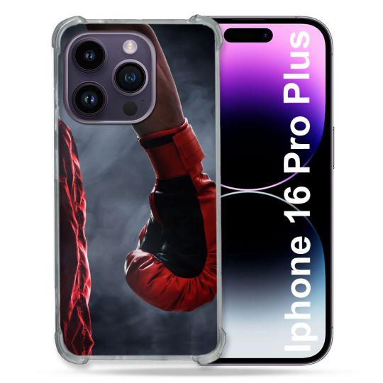 Coque Magnétique Compatible Magsafe Pour Iphone 16 Pro Plus Sport Boxe Gant Rouge