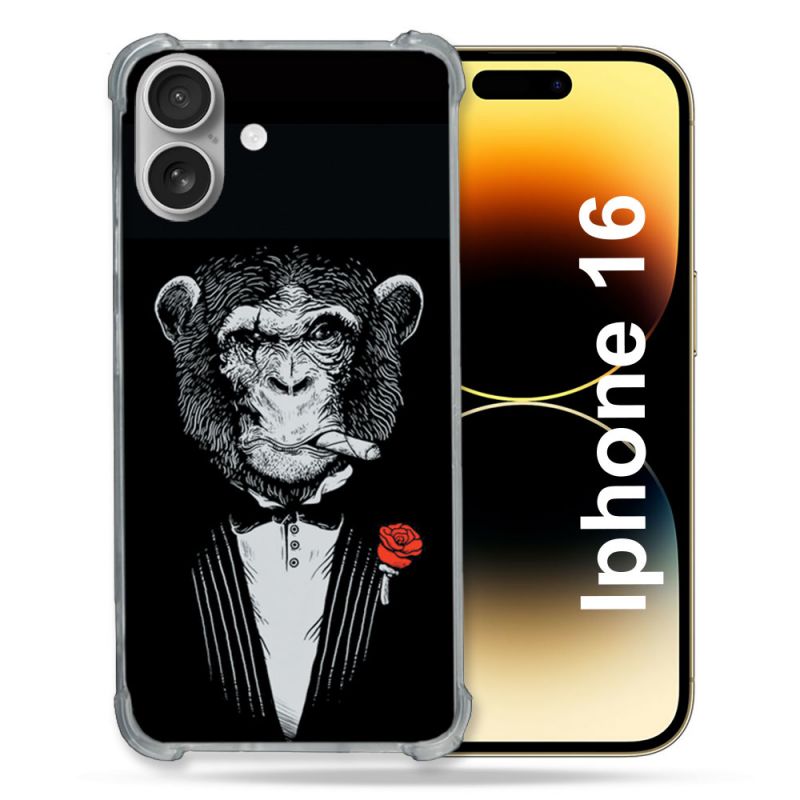 Coque Magnétique Compatible Magsafe Pour Iphone 16 Pro Decale Singe Mafia