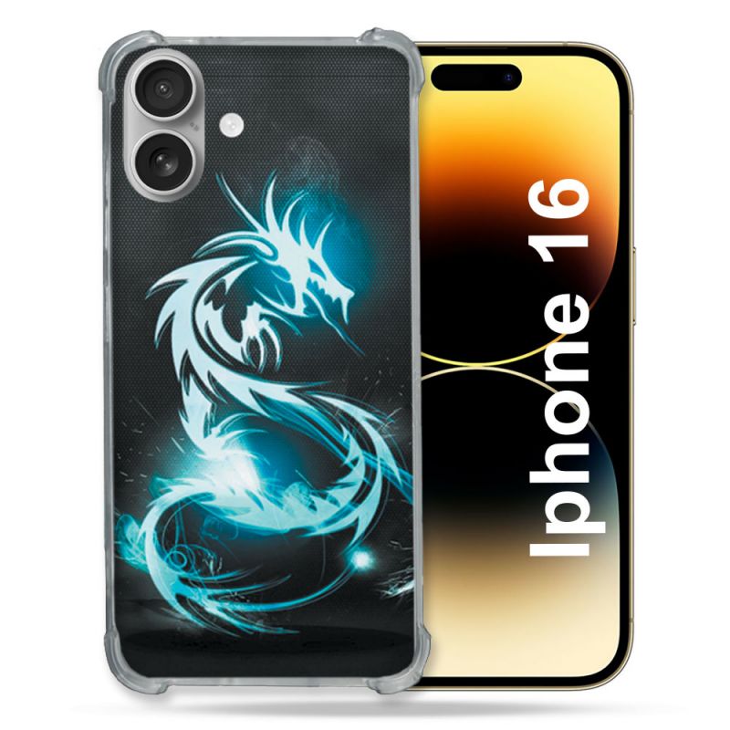 Coque Magnétique Compatible Magsafe Pour Iphone 16 Pro Fantastique Dragon Bleu