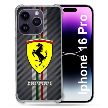 Coque Magnétique Compatible Magsafe Pour Iphone 16 Pro Ferrari Carbone