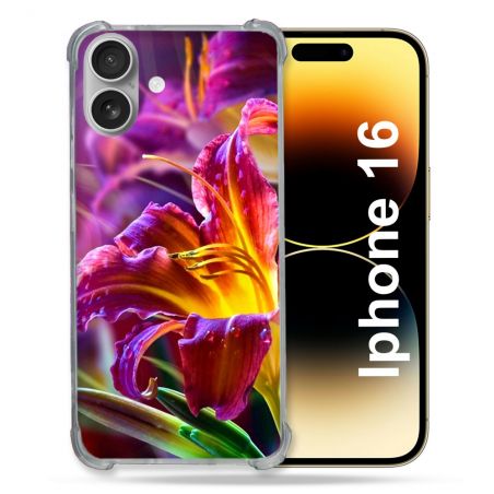 Coque Magnétique Compatible Magsafe Pour Iphone 16 Pro Fleur Lys Color