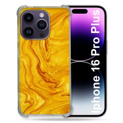 Coque Magnétique Compatible Magsafe Pour Iphone 16 Pro Plus Texture Marbre Jaune