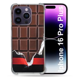 Coque Magnétique Compatible Magsafe Pour Iphone 16 Pro Plus Texture Trompe Oeil Chocolat