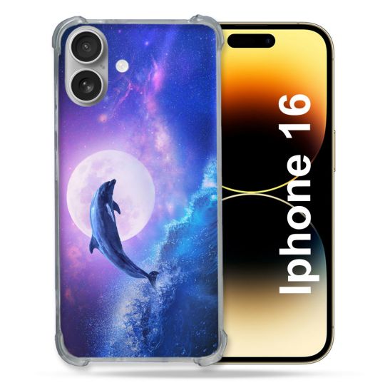Coque Magnétique Compatible Magsafe Pour Iphone 16 Plus Animal Dauphin Vague