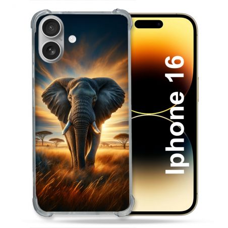 Coque Magnétique Compatible Magsafe Pour Iphone 16 Plus Animal Elephant Savane