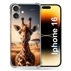 Coque Magnétique Compatible Magsafe Pour Iphone 16 Plus Animal Girafe Savane