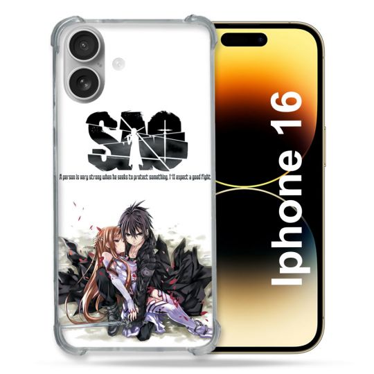 Coque Magnétique Compatible Magsafe Pour Iphone 16 Pro Manga SAO sword Art Online Blanc