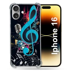 Coque Magnétique Compatible Magsafe Pour Iphone 16 Pro Musique Cle Sol Bleu