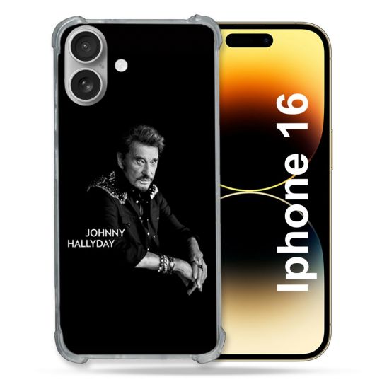 Coque Magnétique Compatible Magsafe Pour Iphone 16 Pro Musique Johnny Hallyday Noir