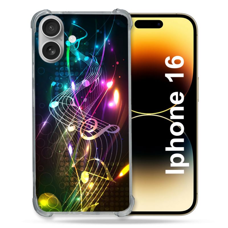 Coque Magnétique Compatible Magsafe Pour Iphone 16 Pro Musique Partition Multicolore