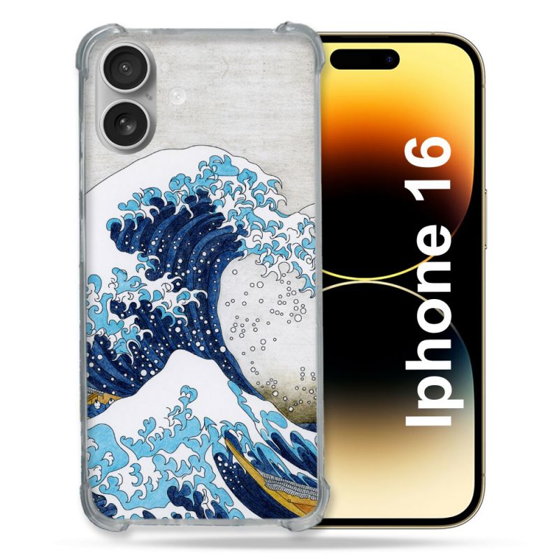 Coque Magnétique Compatible Magsafe Pour Iphone 16 Pro Peinture La Grande Vague