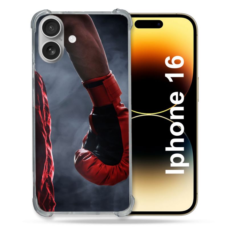 Coque Magnétique Compatible Magsafe Pour Iphone 16 Pro Sport Boxe Gant Rouge