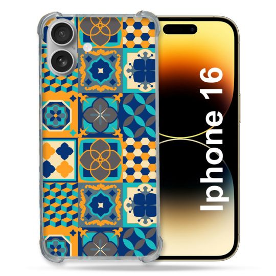 Coque Magnétique Compatible Magsafe Pour Iphone 16 Pro Texture Carreau Ciment Orange