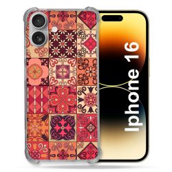 Coque Magnétique Compatible Magsafe Pour Iphone 16 Pro Texture Carreau Ciment Rouge