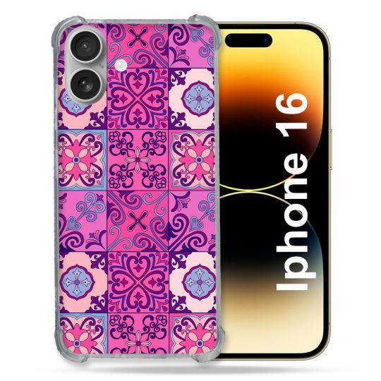 Coque Magnétique Compatible Magsafe Pour Iphone 16 Pro Texture Carreau Ciment Violet