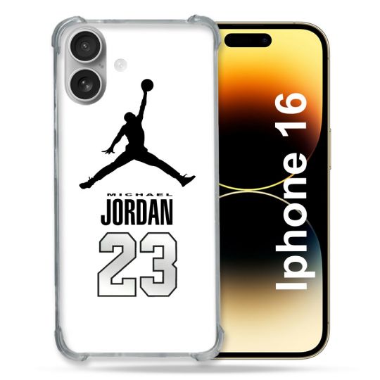 Coque Magnétique Compatible Magsafe Pour Iphone 16 Plus Jordan 23 Blanc