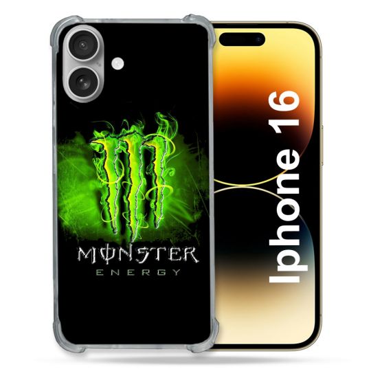 Coque Magnétique Compatible Magsafe Pour Iphone 16 Plus Monster Energy Vert
