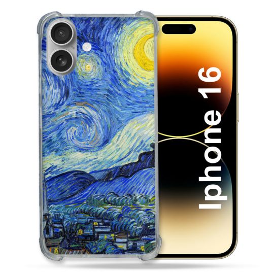Coque Magnétique Compatible Magsafe Pour Iphone 16 Plus Peinture La nuit étoilée