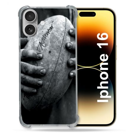 Coque Magnétique Compatible Magsafe Pour Iphone 16 Plus Sport Rugby Ballon Vintage