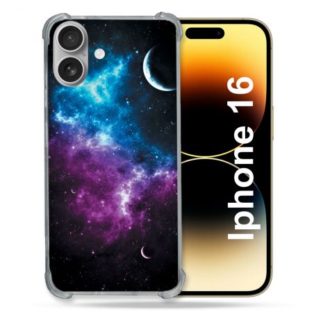 Coque Magnétique Compatible Magsafe Pour Iphone 16 Plus Univers Bleu Violet