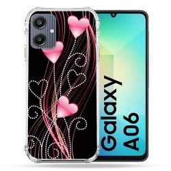 Coque Renforcée Pour Samsung Galaxy A06 Amour Coeur Rose Montant sur Noir
