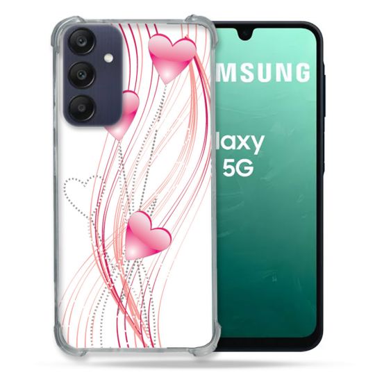 Coque Renforcée Pour Samsung Galaxy A16 5G Amour Coeur Rose Montant sur Blanc