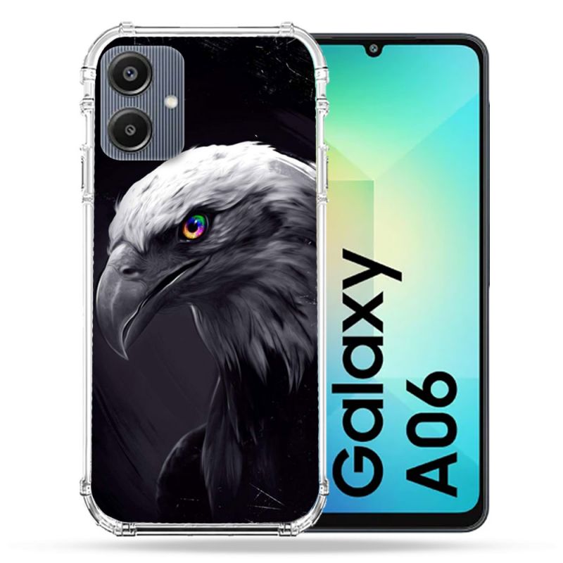 Coque Renforcée Pour Samsung Galaxy A06 Animal Aigle Royal Noir
