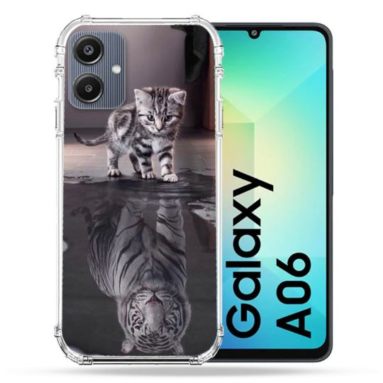 Coque Renforcée Pour Samsung Galaxy A06 Animal Chat Reflet