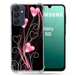 Coque Renforcée Pour Samsung Galaxy A16 5G Amour Coeur Rose Montant sur Noir