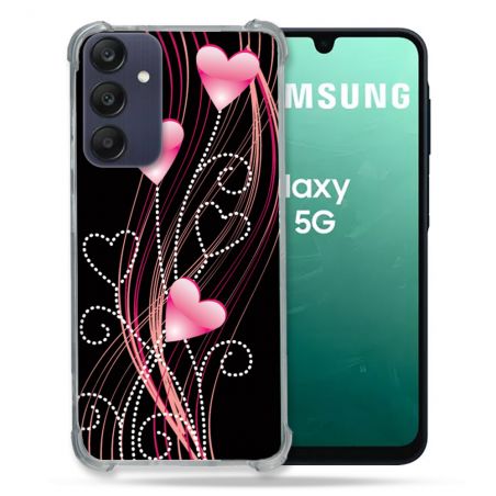 Coque Renforcée Pour Samsung Galaxy A16 5G Amour Coeur Rose Montant sur Noir