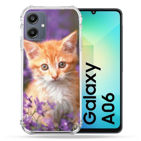 Coque Renforcée Pour Samsung Galaxy A06 Animal Chat Violet