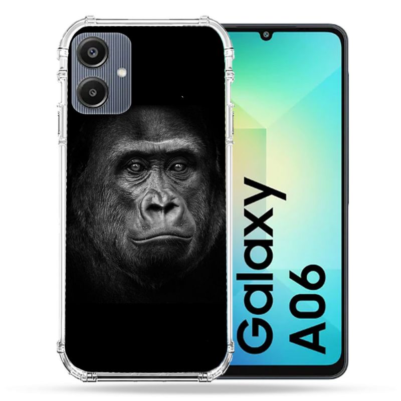 Coque Renforcée Pour Samsung Galaxy A06 Animal Gorille Noir