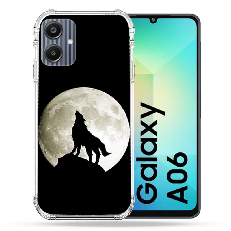 Coque Renforcée Pour Samsung Galaxy A06 Animal Loup Noir