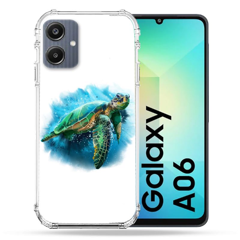 Coque Renforcée Pour Samsung Galaxy A06 Animal Tortue Blanche multicolore